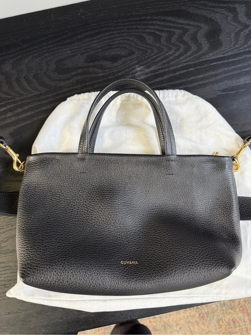 Cuyana Black Mini Easy Zipper Tote